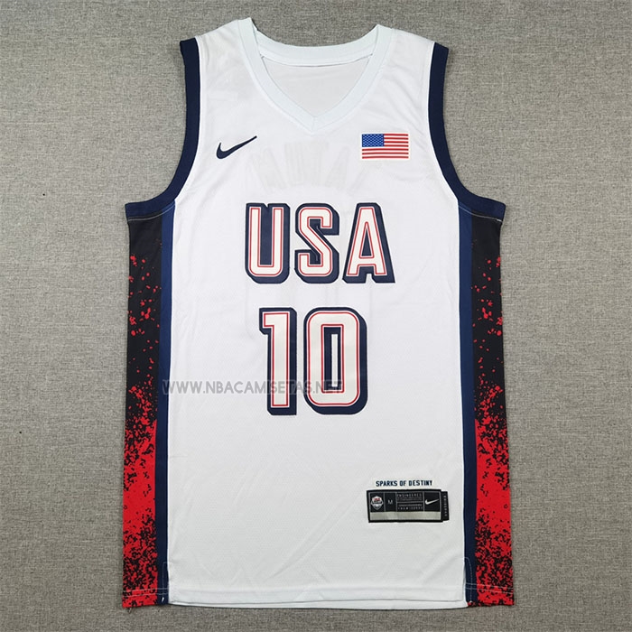 Camiseta USA 2024 Jayson Tatum NO 10 Blanco